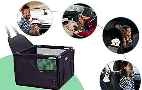 Dog Car Seat Puppy Portable Pet Booster Car Seat with Clip-On Safety Leash and Stable Fram, Anti-Collapse,Perfect for Small Pets