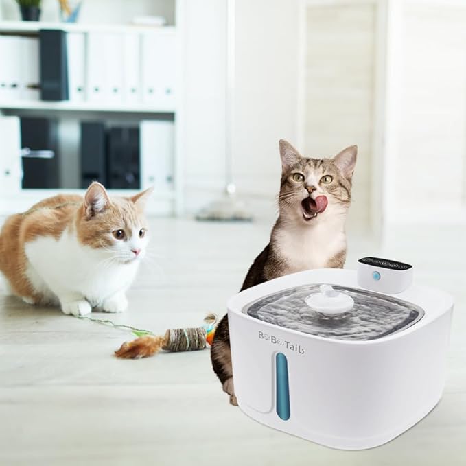 135oz/4L 100% BPA-Free Cat Water Fountain - Quiet Plastic Automatic Pet Drinking Fountain for Cats&Dogs Indoor, Automatic Dog Watering Dispenser Bowl with Watering Level Window and Filter (White)