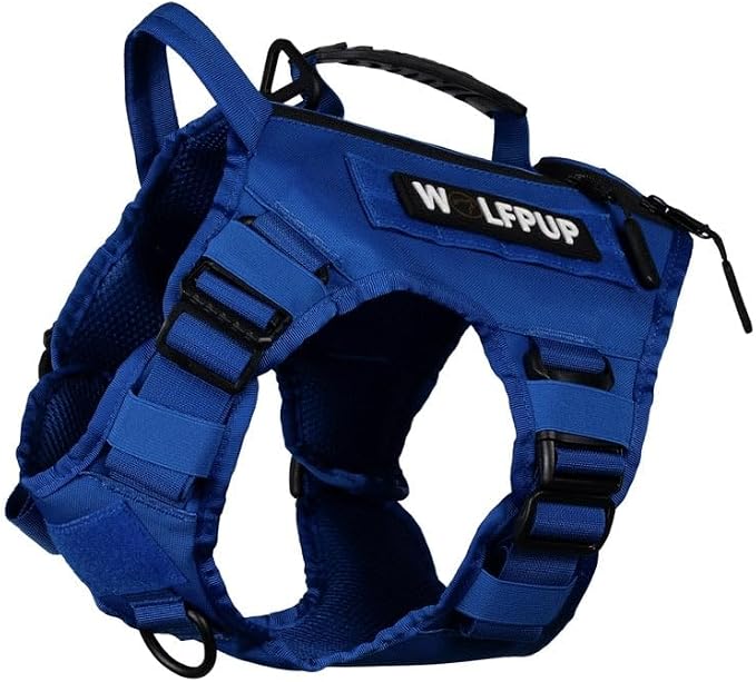 WOLFpak Tactical Dog Vest Harness No Pull Breathable (Blue, X-Large) | Dual Grab Handles, 1000D Nylon, Four-Point Adjustment, MOLLE Attachment Panels, Three Storage Pockets, Metal Alloy Buckles