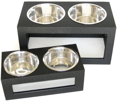 Elevated Dog Bowl Holder - Porchside Double Feeder (Black)