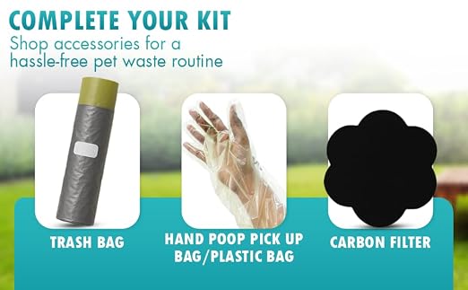 6L Outdoor and Indoor Pet Waste Container, (with one Charcoal Filter), Stainless Steel Can. Lid Opens with Push Step. 12 in x 10 in x 8 in Dimension.