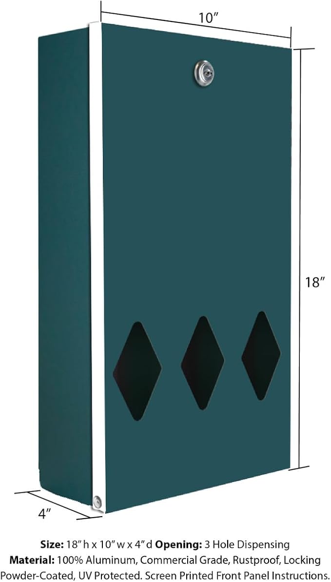 Zero Waste USA - DISPENSE-ART™ Mini Dog Waste Station - Rolling Hills-Blue | UV-printed aluminum bag station with 400 bags, 25% larger dispenser, installs beside existing trash cans, 10-year warranty