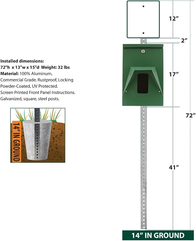 Mutt Mitt® Aluminum Mini Dog Waste Station - Gloss Green | Singles | Full-height aluminum station with sign, 400 header bags, locking dispenser, & post | install beside existing trash cans