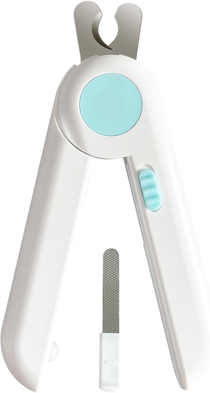 Dog/Cat Nail Clippers with Light - Safe Trimming for Cats & Dogs, Illuminates Quick to Prevent Overcutting, Includes Nail File for Thick Nails
