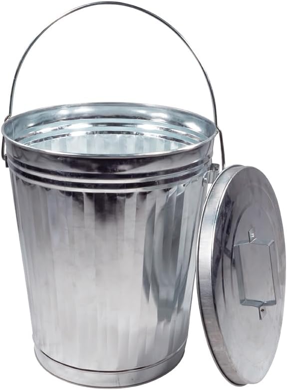Mytee Products 4 Pack Galvanized Trash Can with Lid Ideal for Trailers - 10 Gallon Steel Mounted Small Outdoor Garbage Can for Home, Office, Bathroom, Kitchen - Fire and Heat Resistant