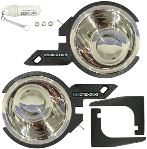 Dock Mounted Dog Bowl & Holder – Includes 2 Bowls-UV & Rust-Resistant, Marine-Grade, Easy No-Drill Installation, Made in The USA- Fits a 2.5" Square Post