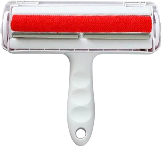 Roller Pet Hair Remover and Reusable Lint Roller - Cat and Dog Hair Remover for Furniture, Carpet, Clothes, Bedding and Car Seats- Lightweight, Multi-Surface Fur Removal Tool (Red)