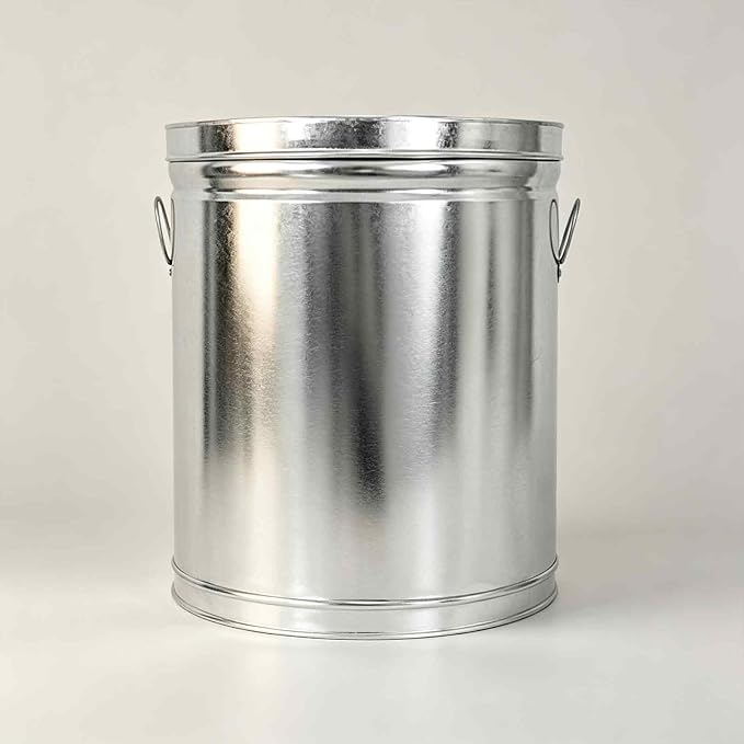 Galvanized Steel Locking Lid Storage Can,Heavy Duty Metal Waste Basket | 6 Gallon Galvanized Trash Can with Lid, Rust-Resistant Steel Body with Handles for Indoor and Outdoor Use L