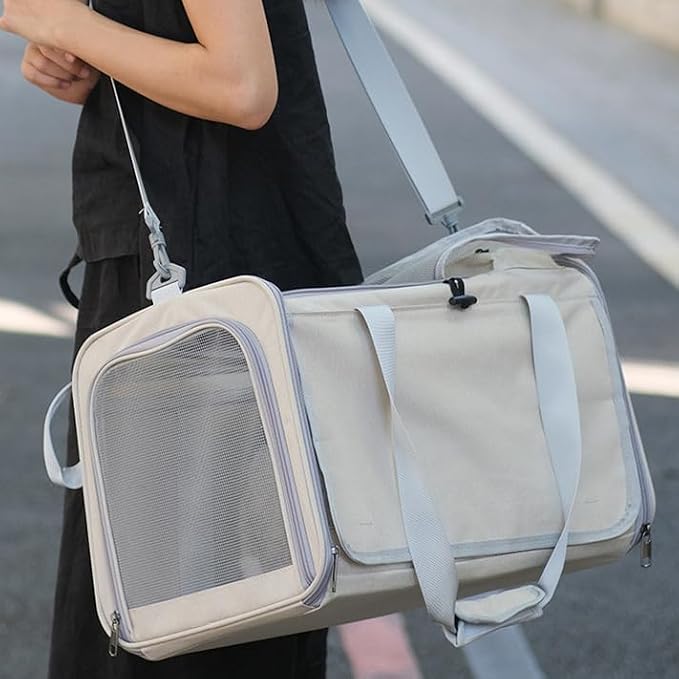 Pet Carrier Bag for Cats & Small Dogs, Airline Approved Travel Cat Carrier with Mesh Windows, Shoulder Strap & Removable Mat, Foldable Design for Home & Outdoor Trips