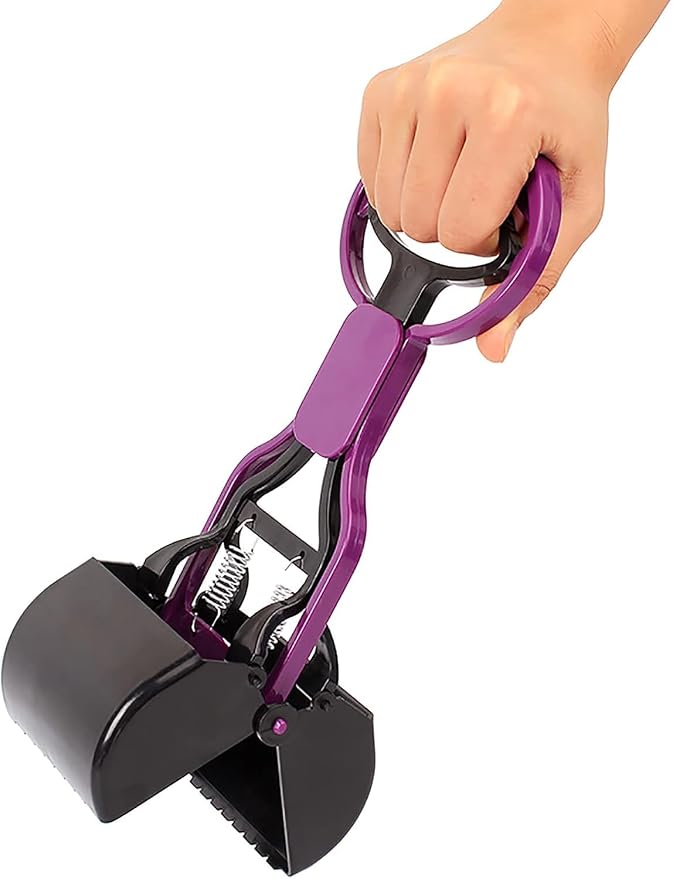 yanhe Portable Dog Pooper Scooper with Waste Bags, Long 24-Inch Handle, Foldable, ABS Plastic, for Indoor and Outdoor Use