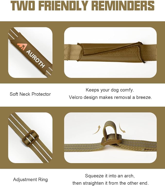 AUROTH Dog Harness for Large Dogs No Pull Tactical Harness and Leash Set | with Leash Clips, LED light clip, Breathable Mesh Padded No Choke, Easy Walking and Training, Desert Camo, Large