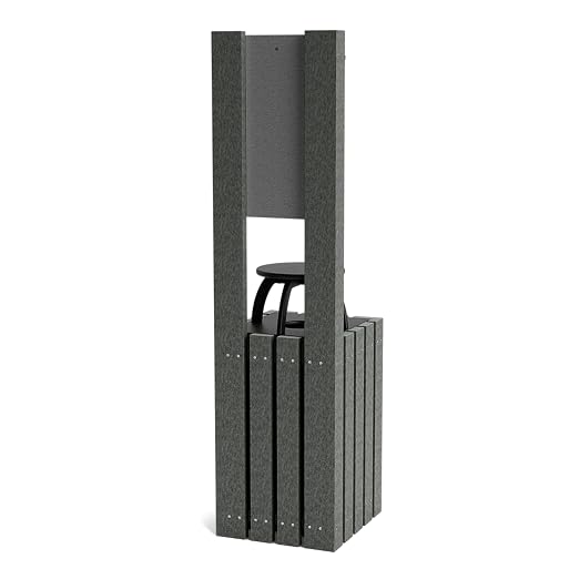 Pet Waste Bag Dispenser for Dog Parks, Trails & Public Spaces, Recycled Plastic with Built in Trash Can and Bag Dispenser | Weather Resistant & Built to Last a Lifetime - Charcoal