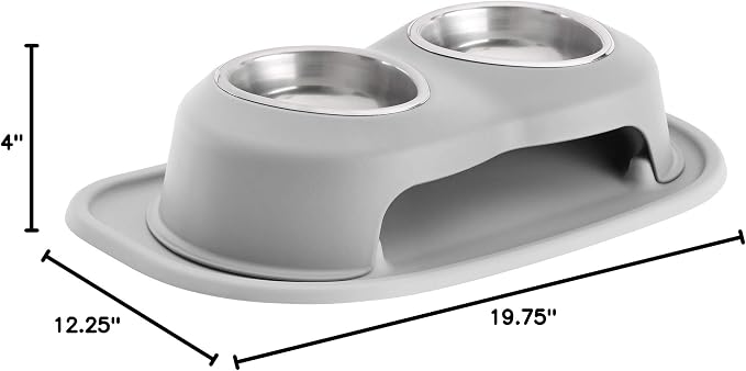WeatherTech Double High Pet Feeding System - Elevated Dog/Cat Bowls - 4 inch High Light Grey (DHC1604LGLG)