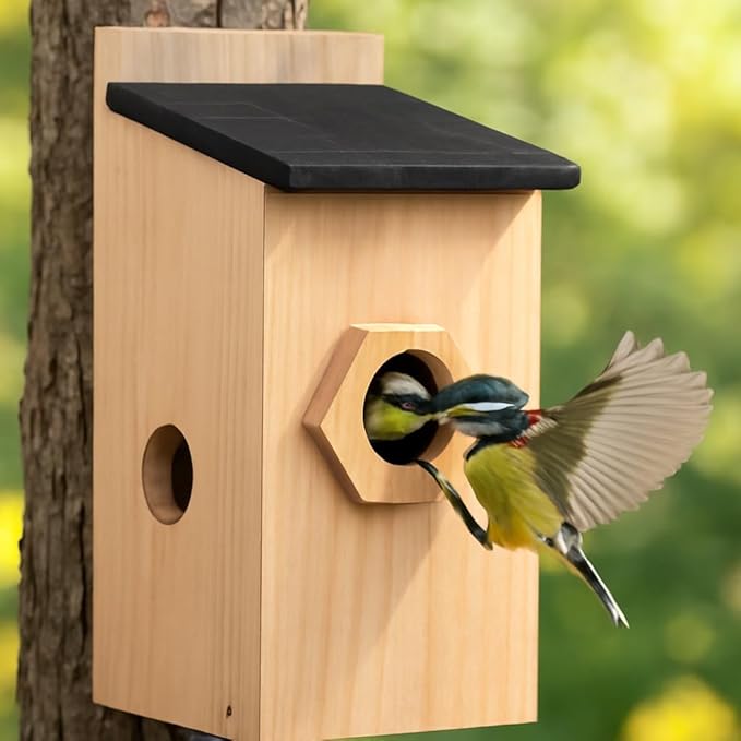 Bird House for Outside – Rustic Hanging Birdhouse for Bluebirds & Cardinals, Decorative Outdoor Bird Nesting Box for Garden, Tree, Fence 1pc