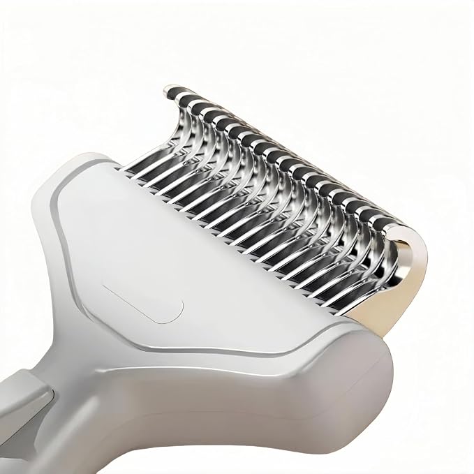 Undercoat Rake for Dogs & Cats, Deshedding Brush for Long haired Pets,Dog Brush for Shedding with Release Button,Best Cat Undercoat Brush&Deshedding Tool for Grooming (Creamy-White)