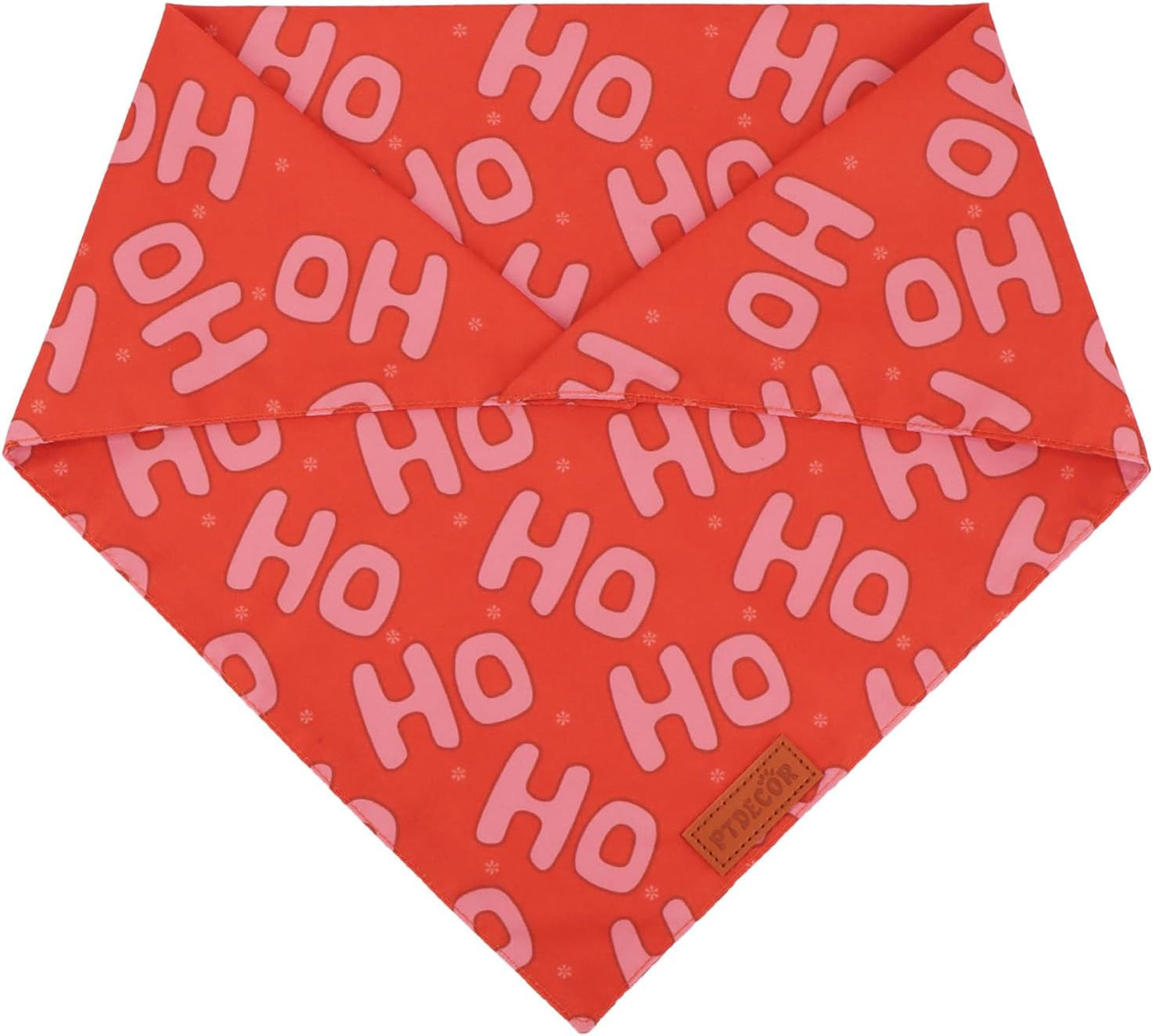 PTDECOR Christmas Dog Bandana, Xmas HOHO Santa Design Reversible Holiday Dog Scarf, Triangle Christmas Bandanas for Medium Large Pets (Large)