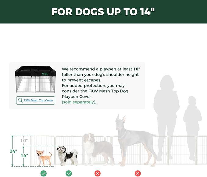 FXW Homeplus Unleashed Indoor Dog Playpen - Stress-Free and Safe Play, Heavy Duty 24 Inch 24 Panels Dog Pen for Puppy and Small Dogs, White│Patented