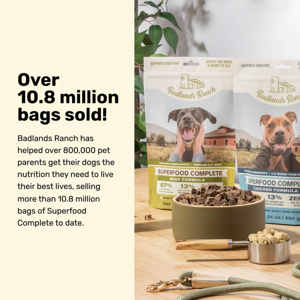 BADLANDS RANCH - Superfood Complete, Air-Dried Adult Dog Food - High Protein, Zero Fillers, Superfood Nutrition by Katherine Heigl (64 oz., Premium Chicken)