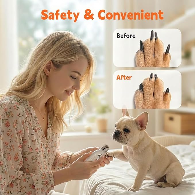 2-in-1 Dog Nail Clipper & Nail Grinder with 2 LED Lights Splash Guard for Large Medium Small Cats Dogs Pets Paw Trimmer Claw Grinders USB Rechargeable (Pink)