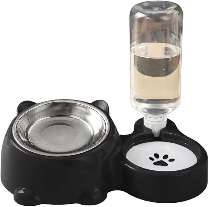 Elevated Removable Pet Feeders, Outdoor Cats Feeding Station, Purpose Food & Water Bowl Combo, Leak & Spill Resis-tant Stainless Steel Bowls, Easy Cleans Space Saving for Cats Dogs