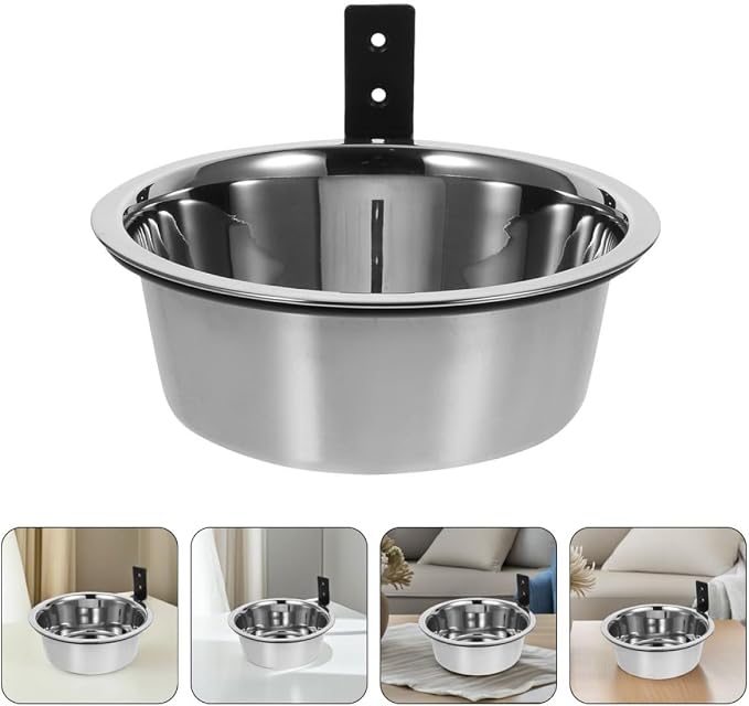 Raised Dog Bowl Set Wall Mounted Elevated Pet Feeder with 8-inch Stainless Steel Bowls for Large Dogs and Puppies Outdoor Feeding Station