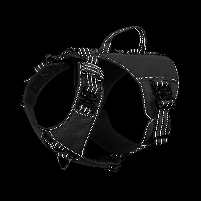 ICEFANG Quick-Moving Tactical Dog Harness for Small Dogs,No Pull Dog Vest | Control Handle,Reflective,Full Metal Buckles,Adjustable,Hook-and-Loop Panel,Soft Padded,Grey,Small