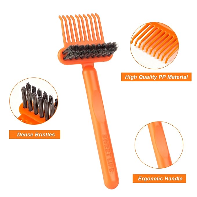 Hair Brush Comb Cleaning Tool Comb,2-in-1 Hair Brush Cleaner Tool, Portable Remover Rake for Removing Hair Dust, Home and Salon Use (Orange)