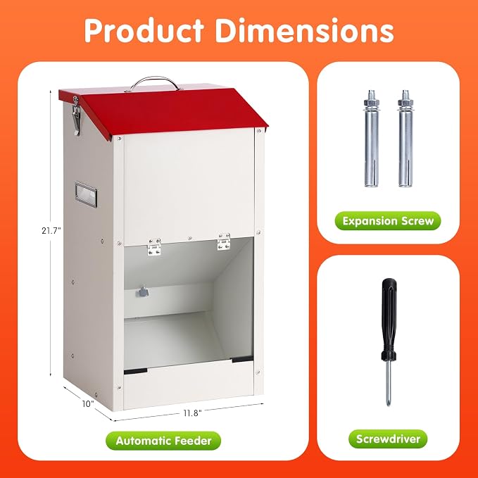 25 Lbs Automatic Dog Feeder for Large Dogs, Dog Food Dispenser | Galvanized Gravity Pet Feeder with Lockable Clear Gravity Door, Ideal for Dogs & Cats, Indoor and Outdoor Use, Wall Mountable