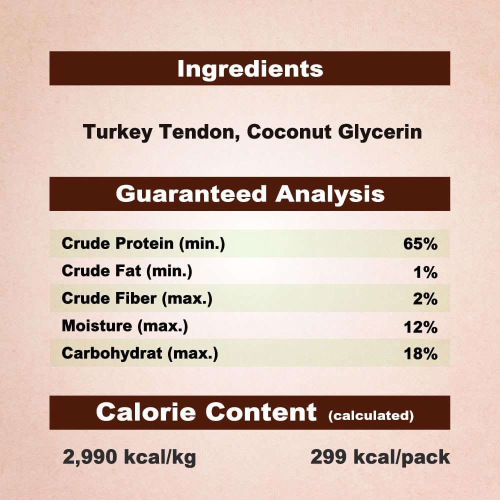AFreschi Turkey Tendons for Dogs, USA-Sourced, Healthy Dog Treats, Rawhide-Free Puppy Chews, Long Lasting, All Natural, Hypoallergenic Dog Treats for Large Breeds, 2 Count Pack Rope (L)