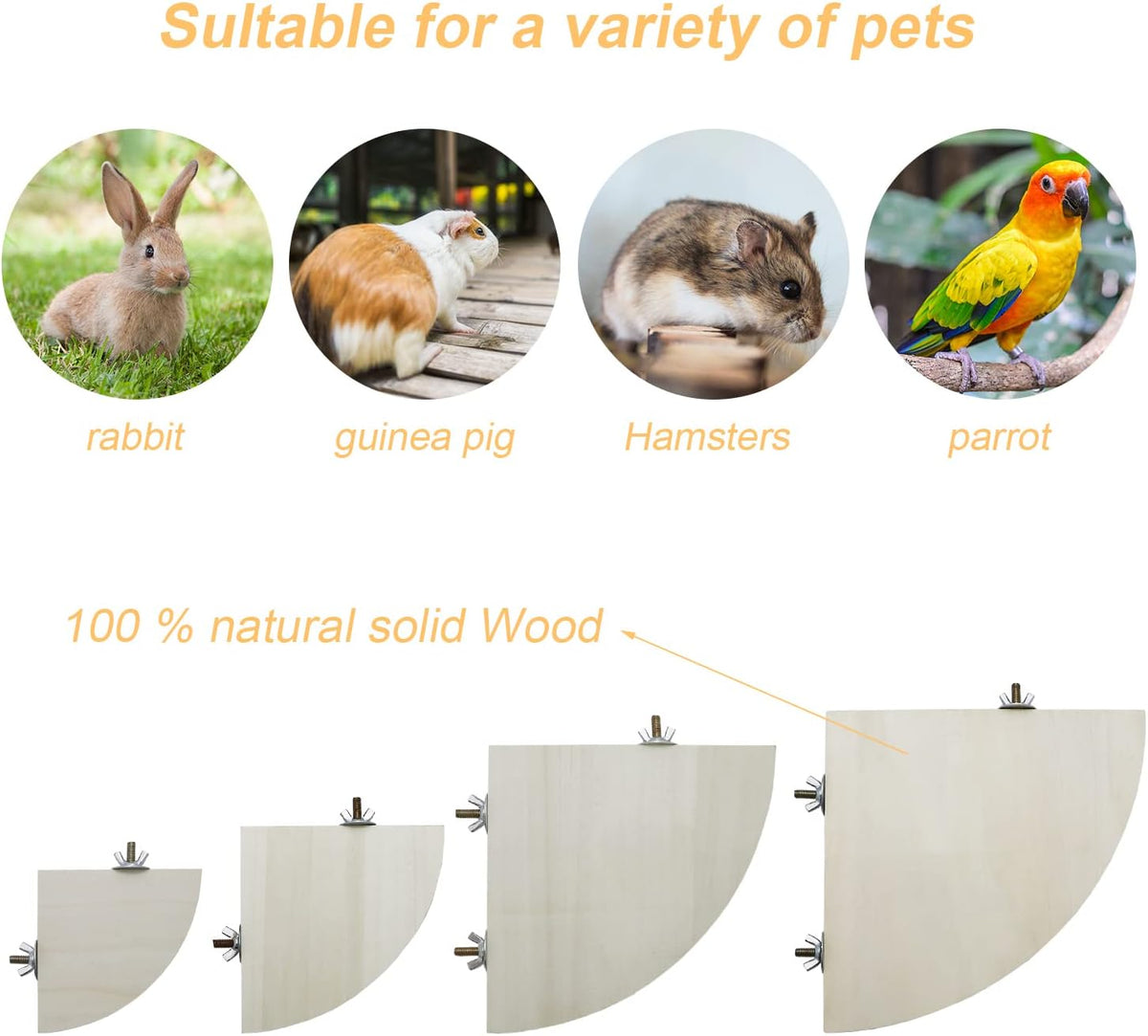 Litewoo Bird Parrot Corner Perch Flat Platform Stand, Easy to Install, Safe and Stable, Smooth Polishing Without Hurting Feet, Solid Hardwood Bird Cage Perches(XL)