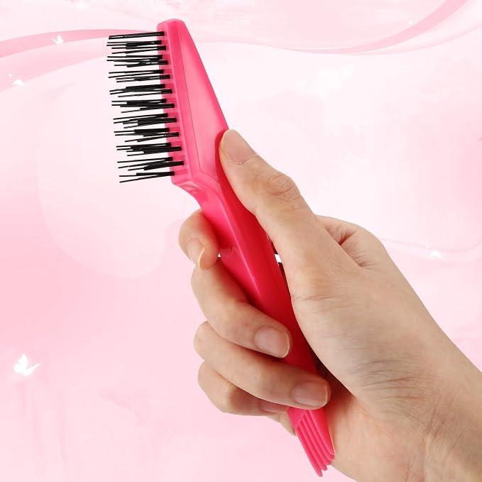 Yaomiao 2 Pcs Hair Brush Cleaner Tool 2-in-1, Pink and Gray Hairbrush Cleaner for Removing Hair Dust, Mini Comb for Removing Dirt, Home Salon Use