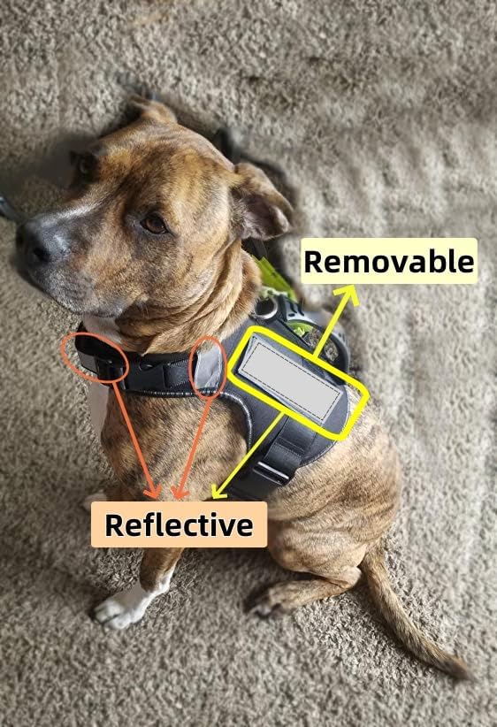 Heavy Duty Tactical Dog Harness for Large Dogs No Pull, Adjustable Reflective Pet Vest with 2 Leash Clips Front & Back, Easy Control Handle for Walking, Training, Service, Black, XL