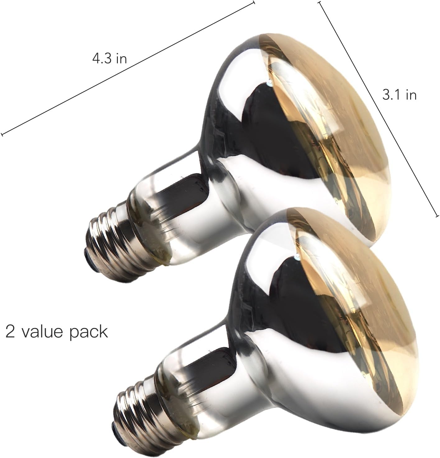 MRREPTILE Reptile Heat Lamp Bulbs, 2-Pack 75W Intense Basking Bulbs, Reptile Basking Lamps, Bearded Dragon Basking Light, Simulated Natural Basking for Reptiles Snakes Lizards Tortoise Heater