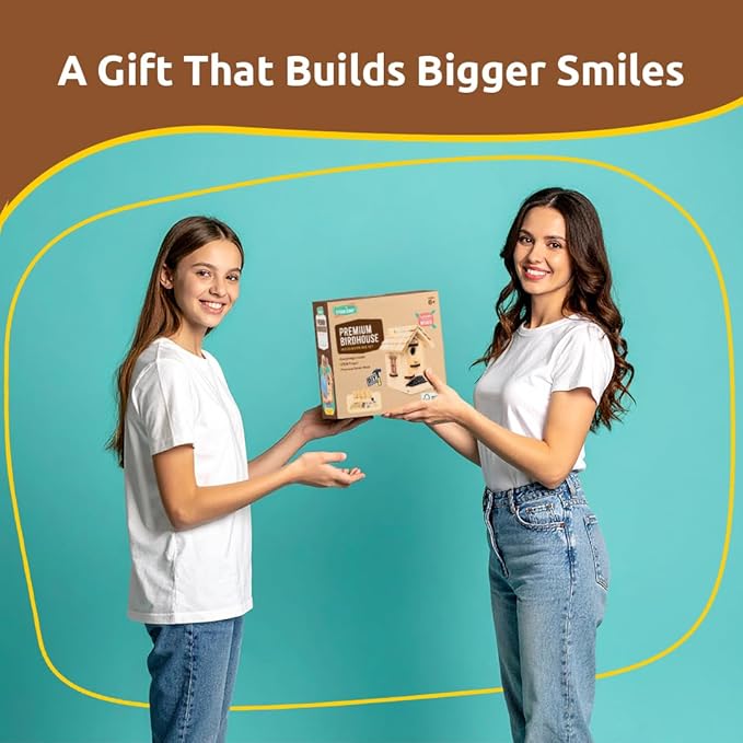 SparkJump Premium Wooden Bird House Kit - Build it Yourself Birdhouse - Birdhouse Kits for Adults to Build - Woodworking Adult Crafts & DIY Bird House