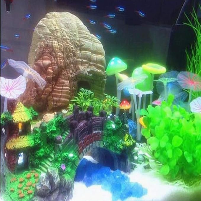 NA Aquarium Ornament Resin Arch Bridge Tree Pavilion Artificial Bridge Model for Garden Decor Fish Tank Landscape Accessories
