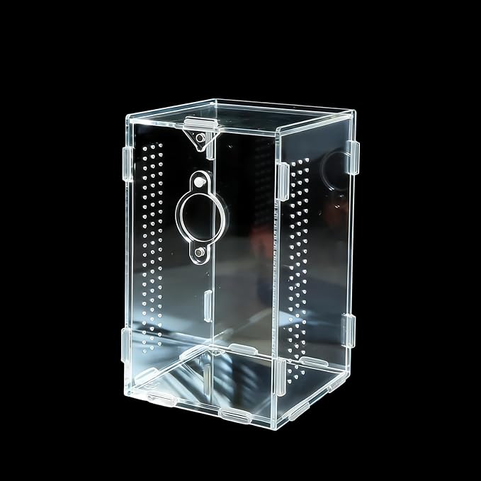 Acrylic Jumping Spider Enclosure,Reptile Enclosure,Bug Habitat, for Small Tree Dwelling Reptiles,Arboreal Tarantula Enclosure, Spider Terrarium Kit,Plastic Terrarium(4.7" X 4.7" X 8")