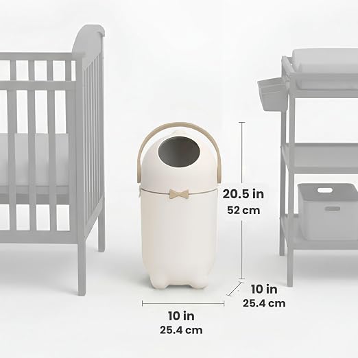 iTouchless 4 Gal Nursery Bin | Odor-Locking Diaper Pail Bin | Boho Ivory | Rotating Ball Seal Traps Smells | Soft Neutral Accent Color | Fits Any Standard Trash Bag | Flip-Up Handle Opens One-Handed