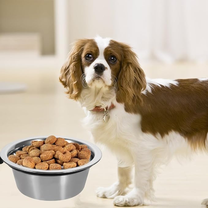ULTECHNOVO Wall Mounted Dog Bowl Elevated Dog Bowl for Food & Water 8.26 X 8.26 X 2.95 in Stainless Steel Pet Feeding for Indoor Outdoor Use Easy Clean for Medium Large Dogs