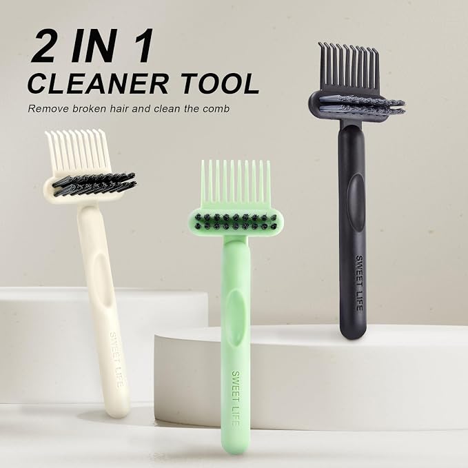 Hair Brush Comb Cleaning Tool Comb,2-in-1 Hair Brush Cleaner Tool, Portable Remover Rake for Removing Hair Dust, Home and Salon Use (Black)