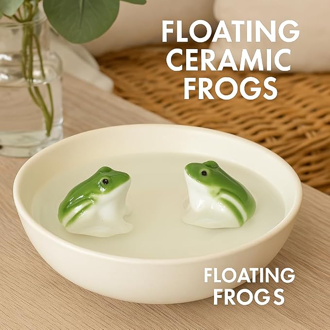 The Bridge Collection Set of 2 Whimsical Floating Frog Figurines | Hand-Painted Animal Figurines that Float for Home Decor or Garden