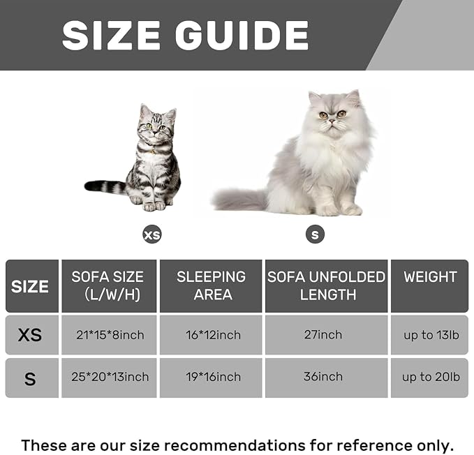 Hollypet Cat Bed Small Dog Orthopedic Couch Beds for Pets up to 13 lbs | Fluffy Multifunctional Double-Layer Warming Kitten Pet Couch Orthopedic Beds with Machine Washable Cover and Non-Slip Bottom