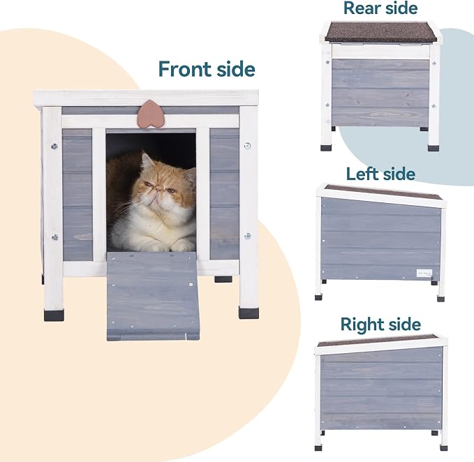 Petsfit Outdoor Cat House Weatherproof, Outside Shelter for Feral Cats, Rabbits, Chicken, Small Animal Houses & Habitats, Idea for Guinea Pigs Pigeons Ducks Tortoises
