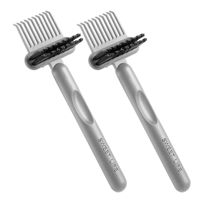 2Pcs 2-in-1 Hair Brush Cleaner & Remover Tool Brush Cleaning Tool Comb Cleaner Effective Hairbrush Cleaner Hair Brush Remover Rake for Man Woman Home Travel Salon Removing Hair Dust (Grey)