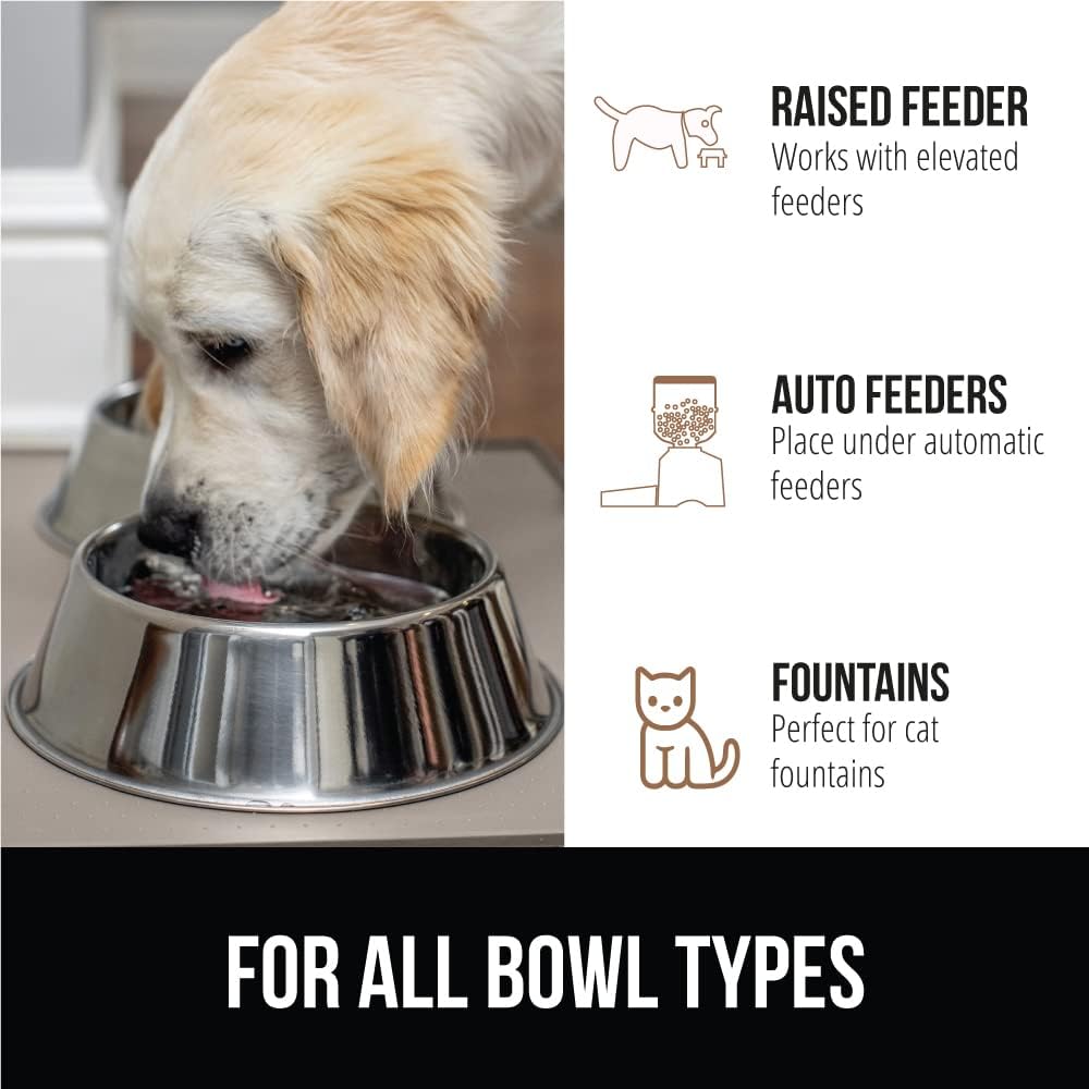 GORILLA GRIP 100% Waterproof Raised Edge BPA Free Silicone Pet Feeding Mat, Dog Cat Food Mats Contain Spills Protects Floors, Placemats for Cats and Dogs Water Bowl, Pets Accessories 28x18 Beige