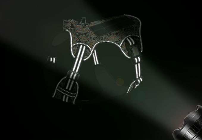 Homapet. Tactical Dog Harness with Dual Leash Attachment Points, Adjustable and Reflective Military Grade Dog Vest with Comfort Control Handle (Floral, XL)
