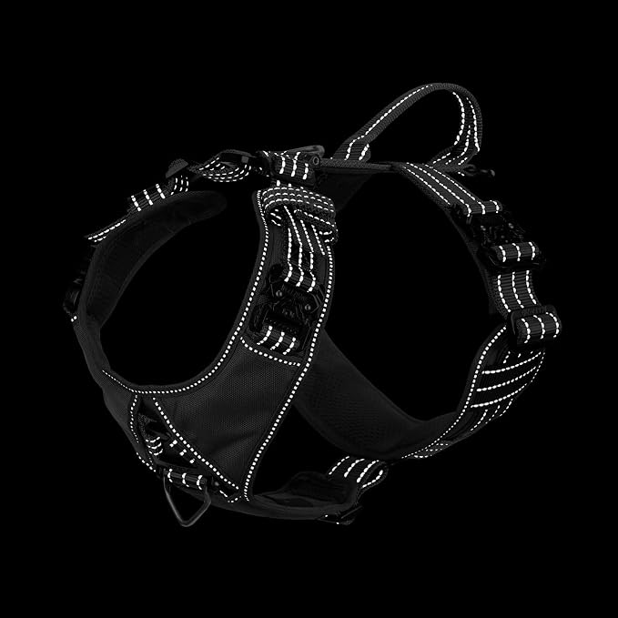 ICEFANG Dog Halter Harness with Metal Buckles,Dog Strap Vest for Large Dogs | Control Handle,Summer-Cooling,Reflective,Front Hook,Adjustable,Soft Padded,No Pull,Grey,Large