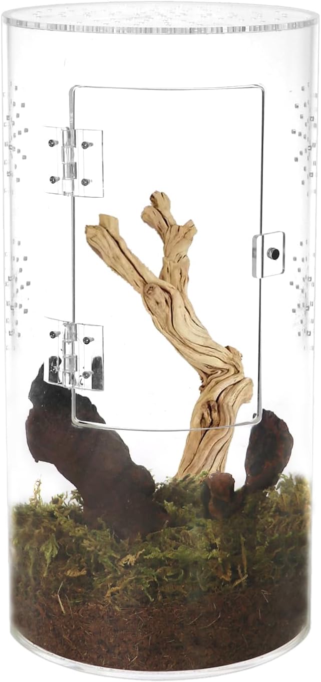 NANEEZOO Acrylic Tarantula Enclosure Jumping Spider Enclosure with Front Opening Door Micro Habitat Terrarium for Small Tree Dwelling Reptiles, Spiders & Invertebrates
