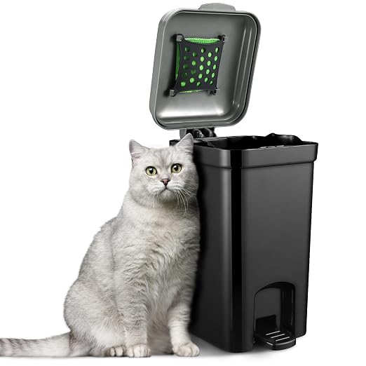 Small Pet Trash Can with Locking and Lid Hands-Free Pedal for Outdoor & Indoor Cat Litter Dog Poop Garbage Bin 5L/1.32 Gallon with 20PCS Waste Bags & Activated Carbon Bag, US