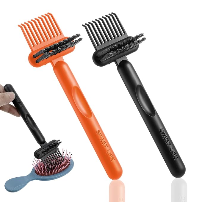 2Pcs 2-in-1 Hair Brush Cleaner & Remover Tool Brush Cleaning Tool Comb Cleaner Effective Hairbrush Cleaner Hair Brush Remover Rake for Man Woman Home Travel Salon Removing Hair Dust