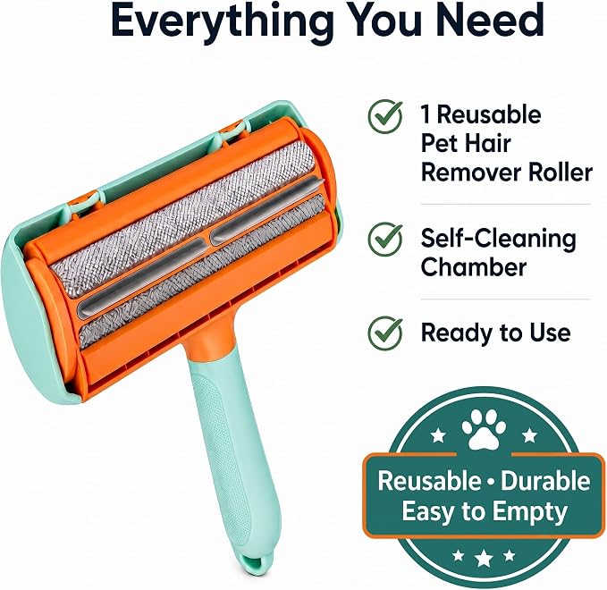 Pet Hair Remover for Couch & Furniture, Reusable Lint Roller for Dog & Cat Hair, Self Cleaning Fur Remover, Carpet & Car Hair Remover Tool